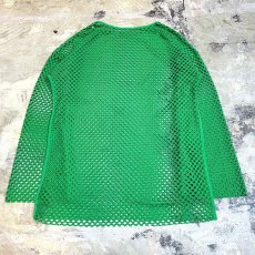 画像2: GREEN COLOR MESH FLARE SLEEVE L/S TOPS / Mens L (2)