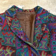 画像10: ALL OVER ARTISTIC PATTERN DOUBLE BREASTED TAILORED JACKET / Mens S (10)