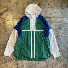 画像1: 【adidas】THREE COLOR PATTERN FRONT LINE DESIGN ANORAK HOODIE / Ladies L (1)