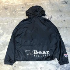 画像2: "BEAR ATHLETIC" EMBROIDERY BLACK ANORAK PARKA / Mens S (2)