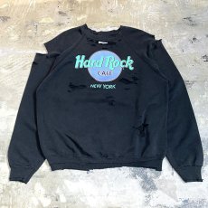 画像1: 80's "HARD ROCK CAFE" PRINTED DAMAGE SWEAT / Mens XL / MADE IN USA (1)