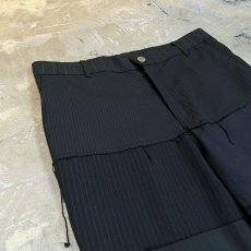 画像3: BLACK PATCHWORK STRAIGHT SILHOUETTE SLACKS / W31 (3)