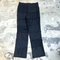 画像2: BLACK PATCHWORK STRAIGHT SILHOUETTE SLACKS / W31 (2)