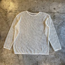 画像1: WHITE COLOR MESH DESIGN L/S TOPS / Ladies L (1)