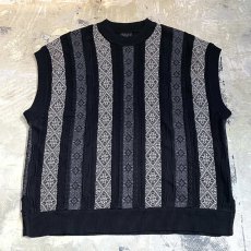 画像1: ALL OVER STRIPE PATTERN KNIT VEST / Mens L (1)