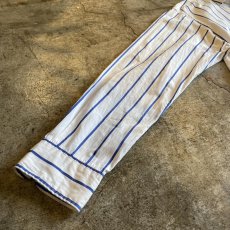 画像5: BLUE COLOR STRIPE PATTERN COTTON L/S SHIRT / Ladies L (5)