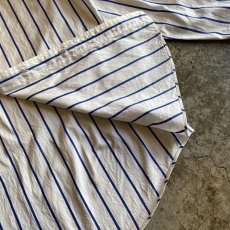 画像7: BLUE COLOR STRIPE PATTERN COTTON L/S SHIRT / Ladies L (7)