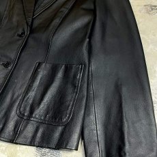 画像6: BLACK REAL LEATHER 2B TAILORED JACKET / Mens M (6)