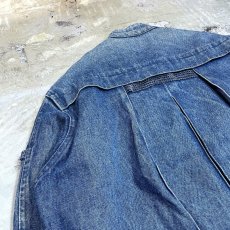 画像9: MESH DESIGN SWITCHED BAND COLLAR DENIM JACKET / Mens L (9)