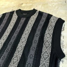 画像4: ALL OVER STRIPE PATTERN KNIT VEST / Mens L (4)