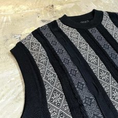 画像3: ALL OVER STRIPE PATTERN KNIT VEST / Mens L (3)