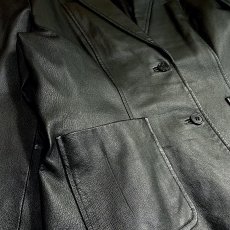 画像5: BLACK REAL LEATHER 2B TAILORED JACKET / Mens M (5)