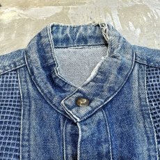 画像10: MESH DESIGN SWITCHED BAND COLLAR DENIM JACKET / Mens L (10)