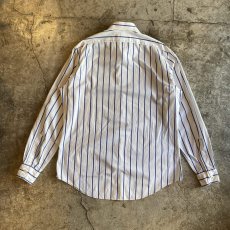 画像2: BLUE COLOR STRIPE PATTERN COTTON L/S SHIRT / Ladies L (2)