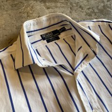 画像6: BLUE COLOR STRIPE PATTERN COTTON L/S SHIRT / Ladies L (6)