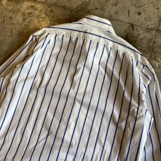 画像8: BLUE COLOR STRIPE PATTERN COTTON L/S SHIRT / Ladies L (8)