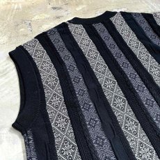 画像9: ALL OVER STRIPE PATTERN KNIT VEST / Mens L (9)