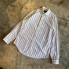 画像4: BLUE COLOR STRIPE PATTERN COTTON L/S SHIRT / Ladies L (4)