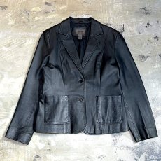 画像1: BLACK REAL LEATHER 2B TAILORED JACKET / Mens M (1)