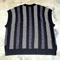 画像2: ALL OVER STRIPE PATTERN KNIT VEST / Mens L (2)