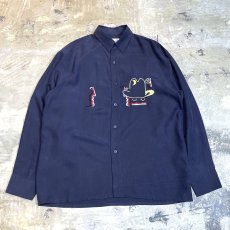 画像1: 90's【GOOUCH】EMBROIDERY L/S SILK SHIRT / Mens S(L) (1)