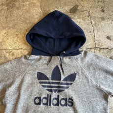 画像8: 80's【adidas】TWO COLOR FRONT PRINTED DESIGN L/S SWEAT HOODIE / Ladies L / MADE IN USA (8)