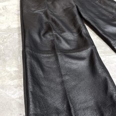 画像7: STRAIGHT SILHOUETTE BLACK REAL LEATHER PANTS / W31 (7)