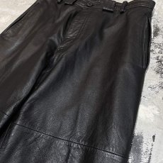 画像4: STRAIGHT SILHOUETTE BLACK REAL LEATHER PANTS / W31 (4)