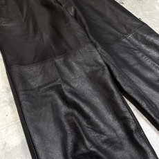 画像5: STRAIGHT SILHOUETTE BLACK REAL LEATHER PANTS / W31 (5)