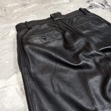 画像9: STRAIGHT SILHOUETTE BLACK REAL LEATHER PANTS / W31 (9)