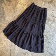 画像4: BLACK COLOR DESIGN TIERED WASHER DESIGN SKIRT / W25~W28 (4)