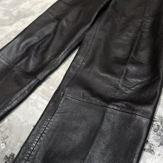 画像6: STRAIGHT SILHOUETTE BLACK REAL LEATHER PANTS / W31 (6)