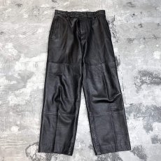 画像1: STRAIGHT SILHOUETTE BLACK REAL LEATHER PANTS / W31 (1)