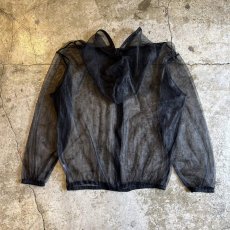 画像2: BLACK COLOR ZIP UP TULLE L/S HOODIE / Ladies XL (2)