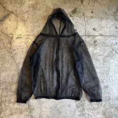 画像1: BLACK COLOR ZIP UP TULLE L/S HOODIE / Ladies XL (1)