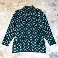 画像2: ALL OVER PATTERN BICOLOR CARDIGAN / Mens L / MADE IN ENGLAND (2)