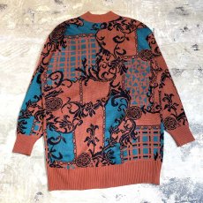 画像2: ARTISTIC BOTANICAL GRAPHIC PATTERN CARDIGAN / Mens L (2)