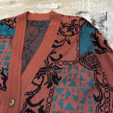 画像4: ARTISTIC BOTANICAL GRAPHIC PATTERN CARDIGAN / Mens L (4)