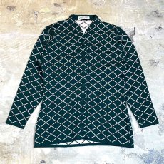 画像1: ALL OVER PATTERN BICOLOR CARDIGAN / Mens L / MADE IN ENGLAND (1)