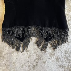 画像9: DOWN BEADS FRINGE DESIGN VELVET VEST / Ladies M(46) / MADE IN ITALY (9)