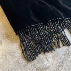 画像3: DOWN BEADS FRINGE DESIGN VELVET VEST / Ladies M(46) / MADE IN ITALY (3)