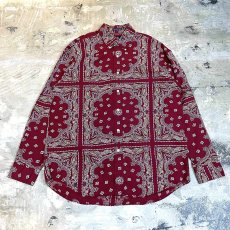 画像1: PAISLEY BANDANA PATTERN BUTTON DOWN L/S SHIRT / Mens M(L) (1)