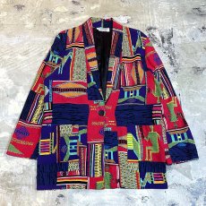 画像1: OLD ARTISTIC GRAPHIC PATTERN TAILORED JACKET / Mens M / MADE IN USA (1)