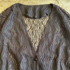 画像5: BLACK COLOR LACE DESIGN V NECK CARDIGAN / Ladies M (5)