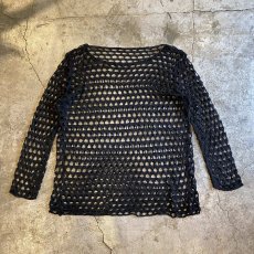 画像2: BLACK COLOR CROCHET DESIGN L/S TOPS / Ladies L (2)