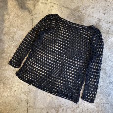 画像4: BLACK COLOR CROCHET DESIGN L/S TOPS / Ladies L (4)