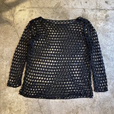 画像1: BLACK COLOR CROCHET DESIGN L/S TOPS / Ladies L (1)