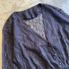 画像3: BLACK COLOR LACE DESIGN V NECK CARDIGAN / Ladies M (3)