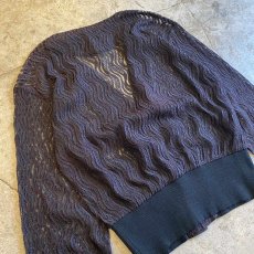 画像10: BLACK COLOR LACE DESIGN V NECK CARDIGAN / Ladies M (10)