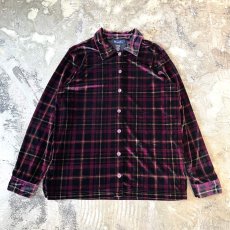 画像1: ALL OVER CHECK PATTERN VELVET L/S SHIRT / Mens M (1)